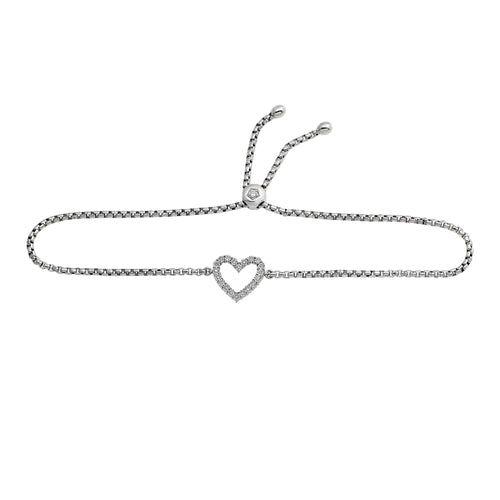 Adjustable Diamond Heart Bolo Bracelet