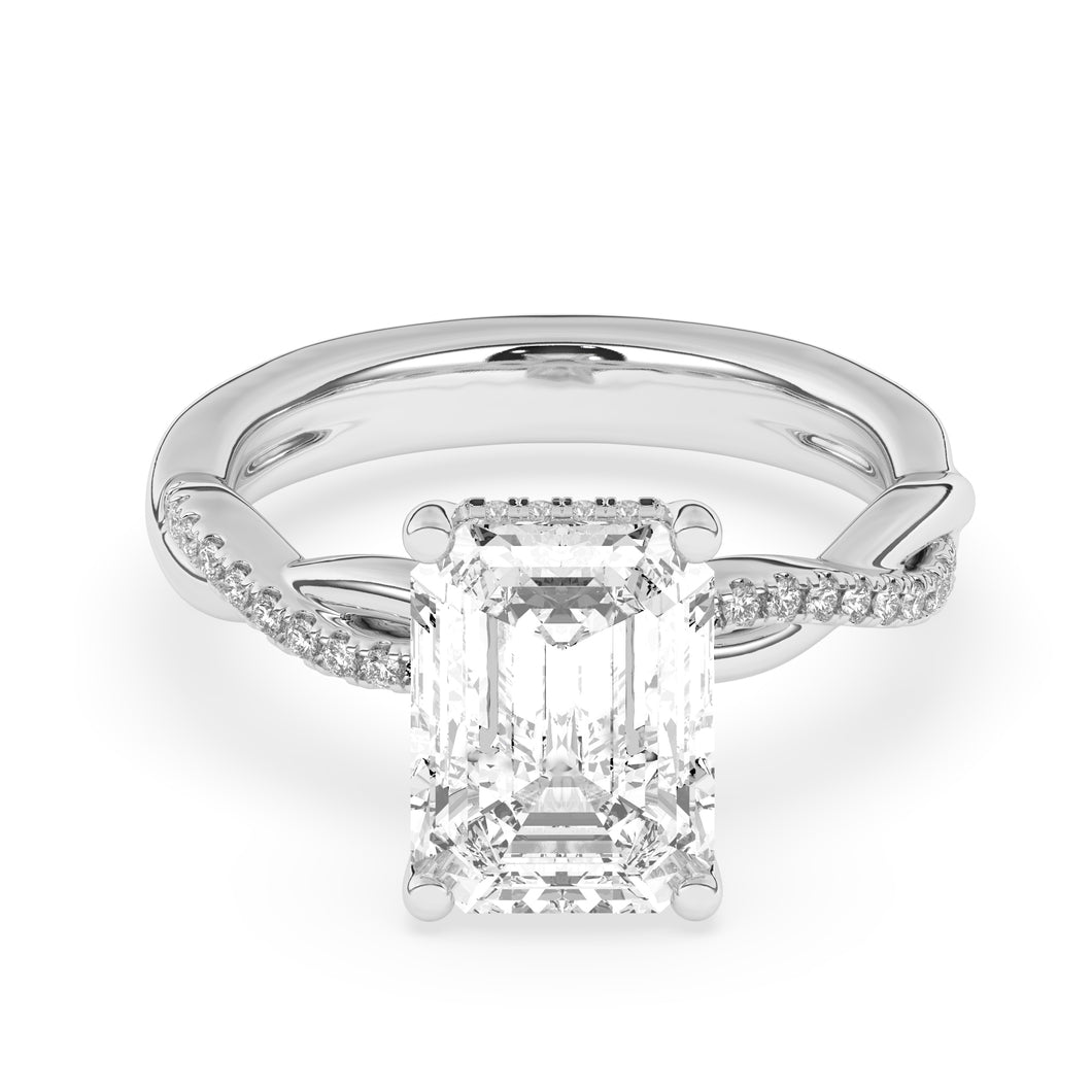 4.07 CT Radiant Cut Lab-Created Diamond Ring With Twisted Band