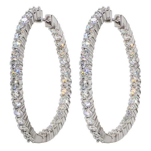 4.00CTTW Lab-Created Diamond Inside-Out Hoop Earrings in 14K Gold, 1.5" Diameter
